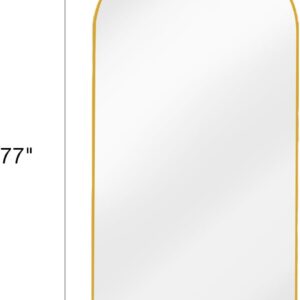 Arched Full Length Mirror, Floor Mirror with Stand, 38"x77" Large Mirror, Wall Mirror Full Length, Gold Floor Length Mirror, Body Floor Mirror, Wall Mounted Mirror for Bedroom, Gold