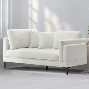 Modern Loveseat Sofa 71.25" Comfy Cloud Couch with Throw Pillows, Extra Deep Seat Loveseat Sofa for Living Room, Linen Fabric, Beige