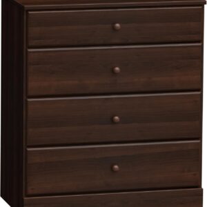 Simplistic 4-Drawer Dresser for Bedroom, Functional Bedroom Dresser Chest of Drawers 16" D x 30" W x 36.25" H, Espresso, EDBR-0401-1